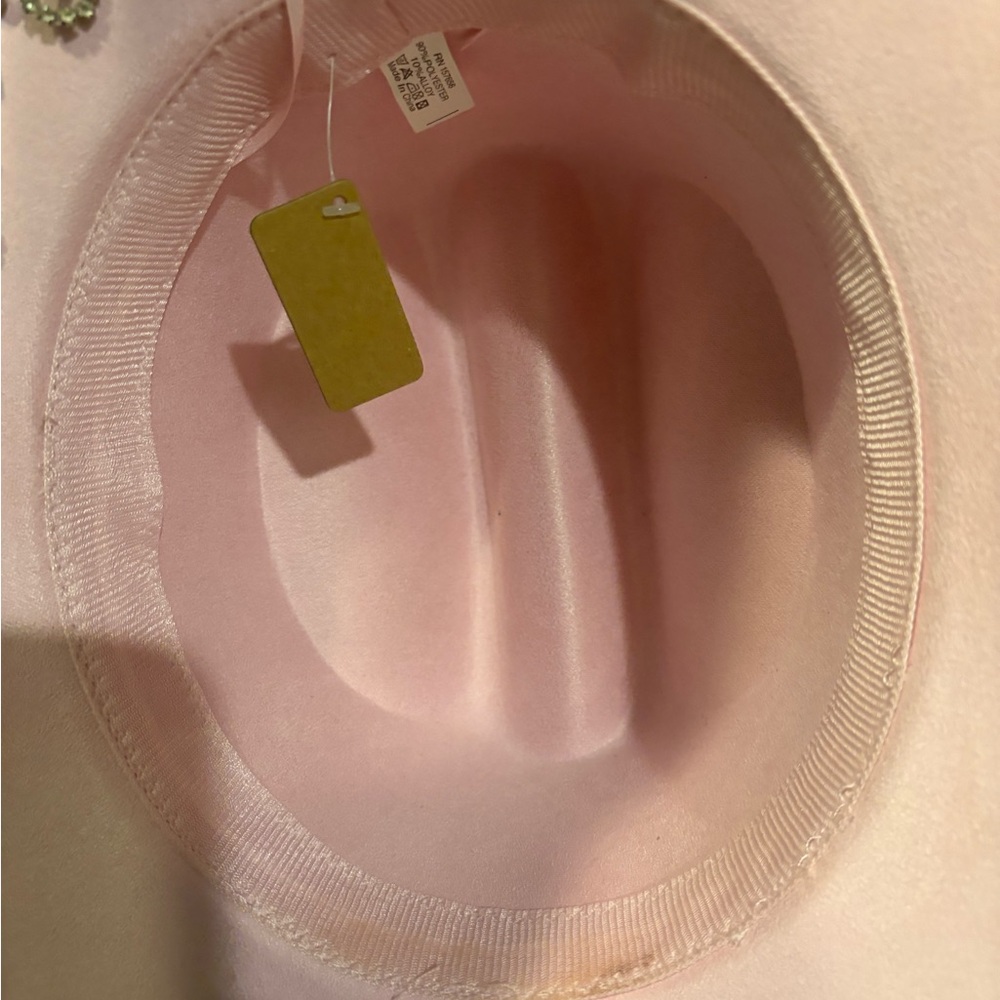 Soft Pink Felt Hat - Interior View
